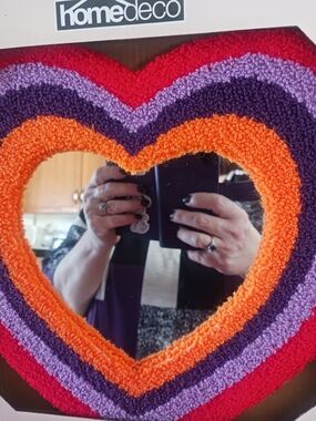 Heart Tufted Wall Mirror in Red, Orange & Purple